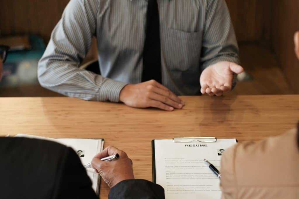 applicant undergoing a panel interview