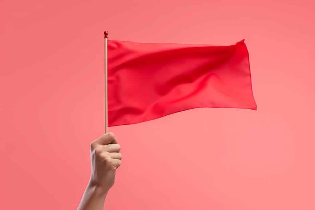hand holding a red flag