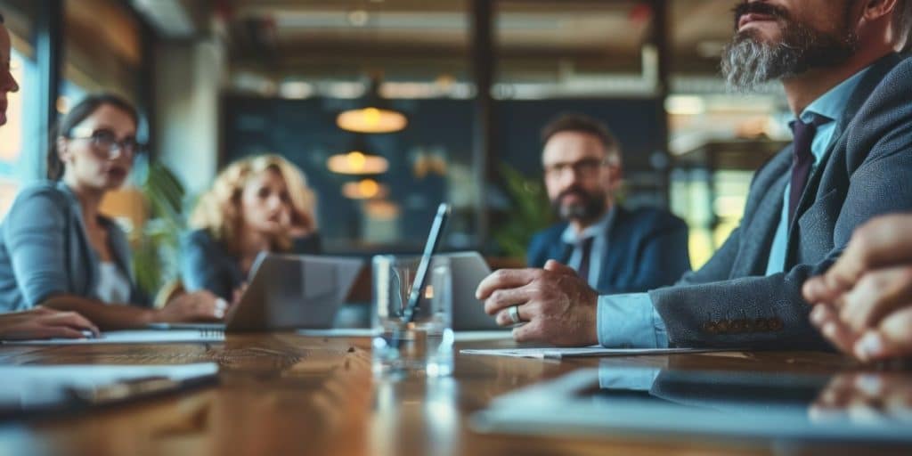 shot of business team talking at meeting