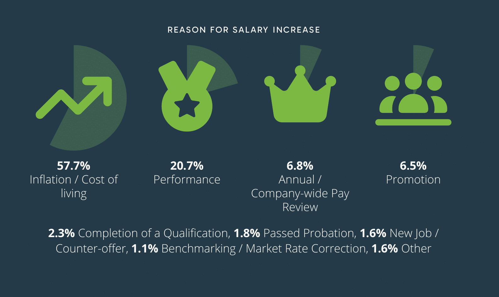 Reason for salary increase: inflation, performance, company-wide pay review and promotion